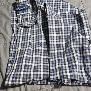 Ralph Lauren Men's Navy and White Checkered Shirt